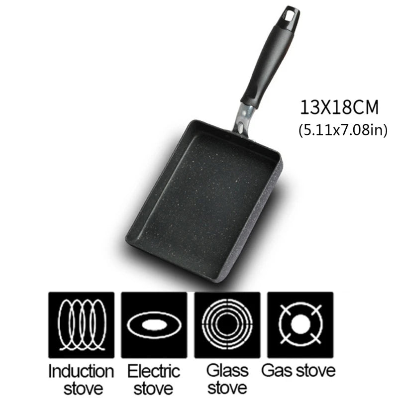 Retangular Omelette Pan Tamagoyaki Egg Pan, Nonstick Maifan Stone, Anti-Scalding Handle for Glass ,Electic Gas Stove