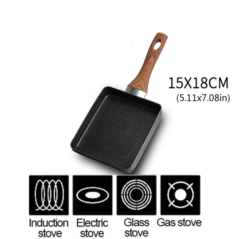 Retangular Omelette Pan Tamagoyaki Egg Pan, Nonstick Maifan Stone, Anti-Scalding Handle for Glass ,Electic Gas Stove