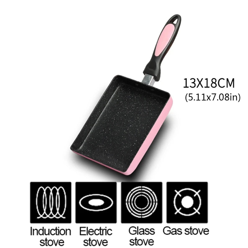 Retangular Omelette Pan Tamagoyaki Egg Pan, Nonstick Maifan Stone, Anti-Scalding Handle for Glass ,Electic Gas Stove