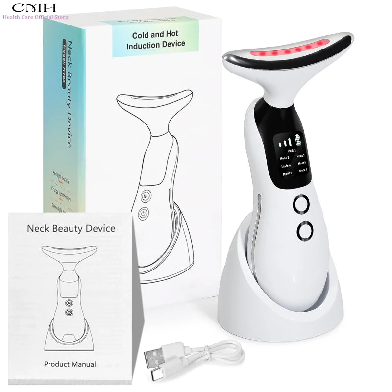 Advanced Neck and Face Rejuvenation Device with 7 Modes, 3 Suction Levels, LED Therapy, and Microcurrent Technology for Anti-Wrinkle Treatment