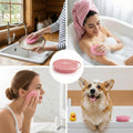 Silicone Body Scrubber Exfoliating- Dual-Use Bath and Shampoo Brush with Handle, Ideal Alternative to Loofah for Men and Women, Effective Skin Exfoliator for Showering and Back Care