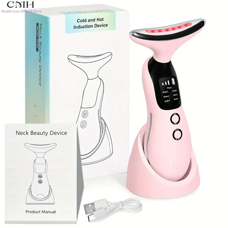 Advanced Neck and Face Rejuvenation Device with 7 Modes, 3 Suction Levels, LED Therapy, and Microcurrent Technology for Anti-Wrinkle Treatment