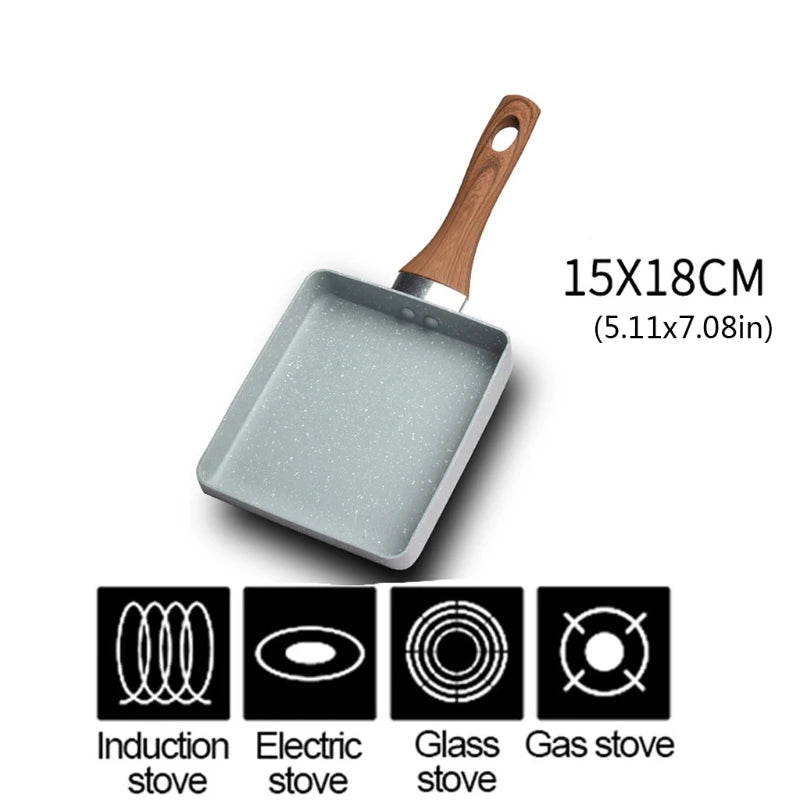 Retangular Omelette Pan Tamagoyaki Egg Pan, Nonstick Maifan Stone, Anti-Scalding Handle for Glass ,Electic Gas Stove