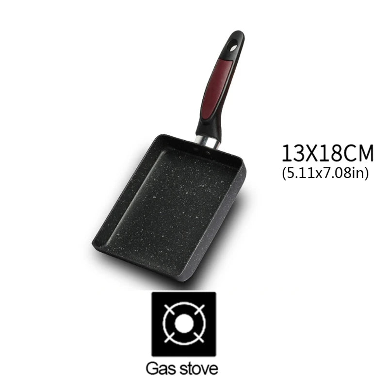 Retangular Omelette Pan Tamagoyaki Egg Pan, Nonstick Maifan Stone, Anti-Scalding Handle for Glass ,Electic Gas Stove