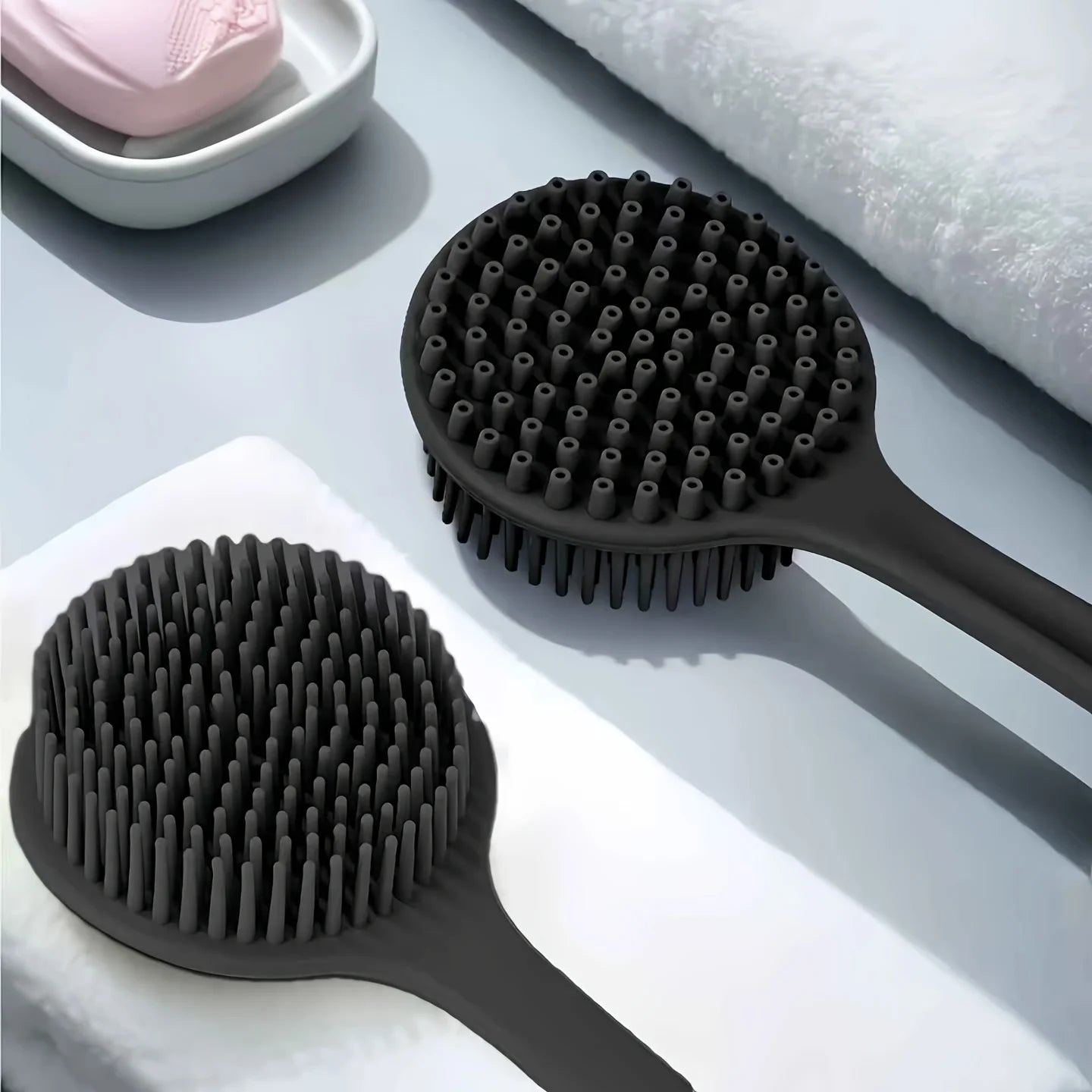 Soft Silicone Bath Brush Set with Non-Slip Handle - 1 to 4 Pieces, Easy to Clean and Ideal for Bathing