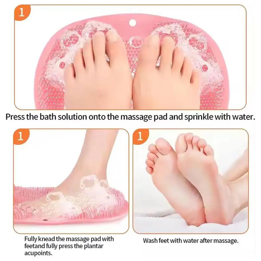 Silicone Brush for Bathroom Foot Scrubber Shower Back Scraper Cleaning Brush Exfoliate Foot Massage Wash Non-Slip Bath Mat