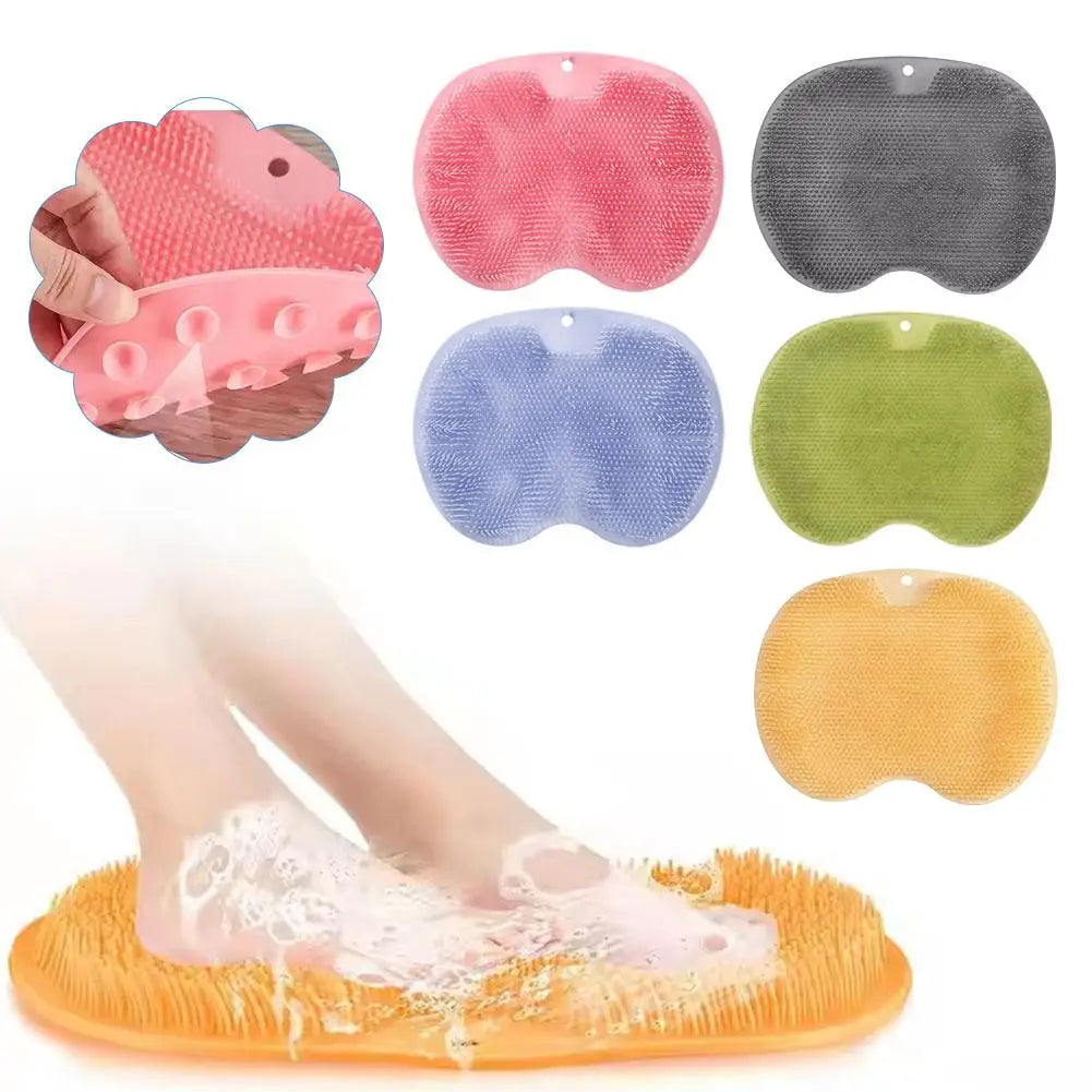 Silicone Brush for Bathroom Foot Scrubber Shower Back Scraper Cleaning Brush Exfoliate Foot Massage Wash Non-Slip Bath Mat