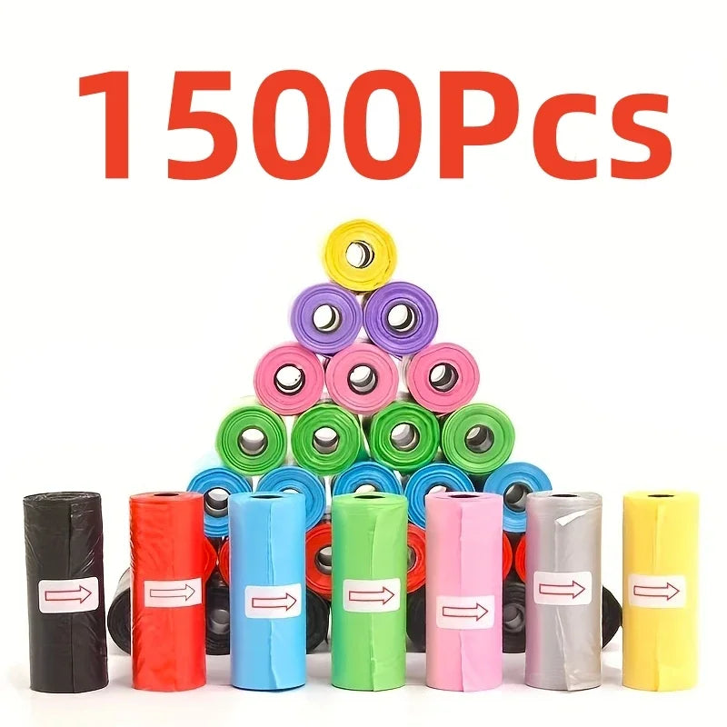 1500 Pieces Assorted Color Dog Waste Bags for Pet Cleanup - Ideal for Puppies and Dogs