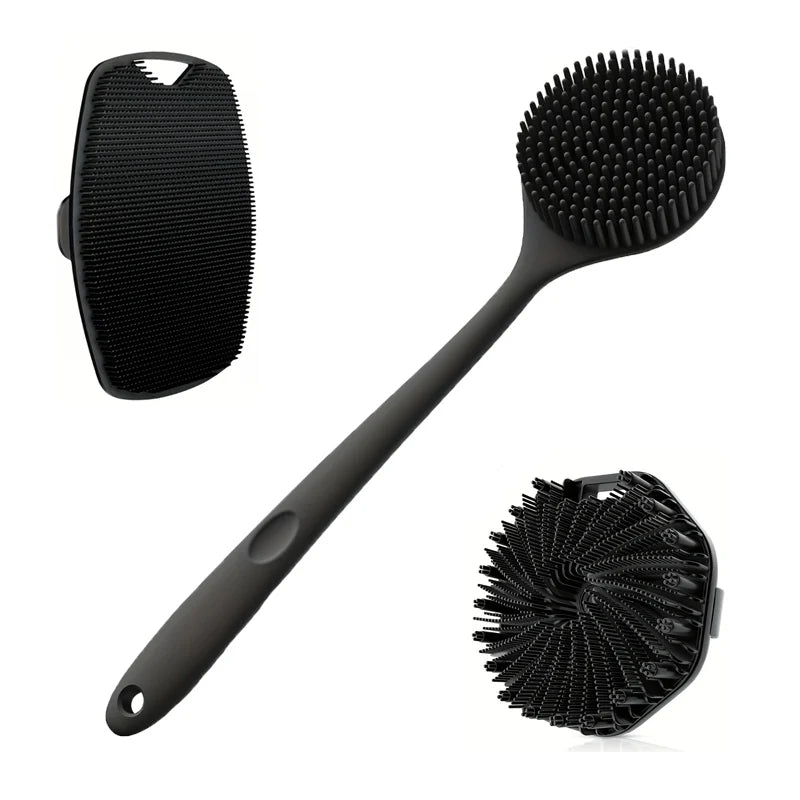 Soft Silicone Bath Brush Set with Non-Slip Handle - 1 to 4 Pieces, Easy to Clean and Ideal for Bathing
