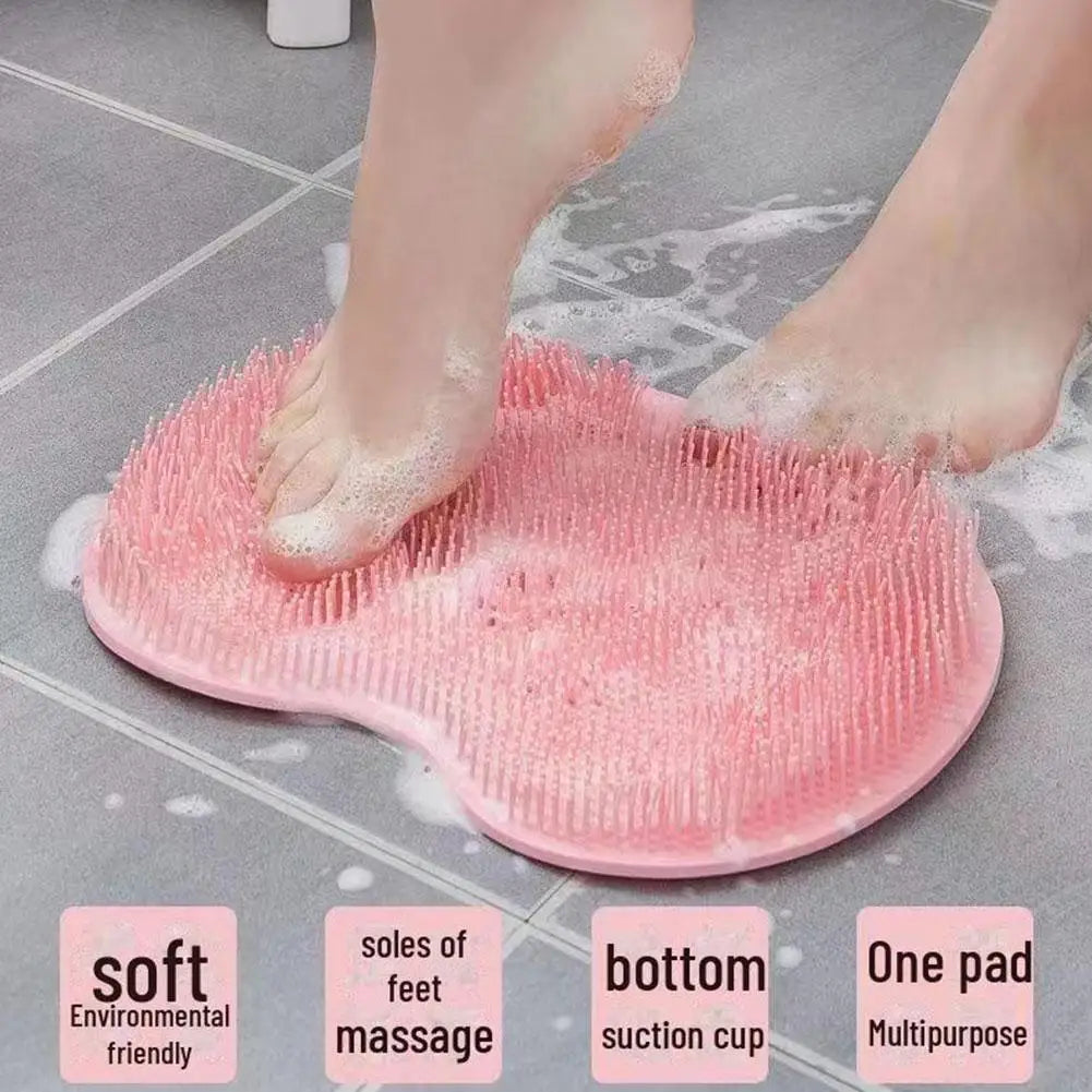 Silicone Brush for Bathroom Foot Scrubber Shower Back Scraper Cleaning Brush Exfoliate Foot Massage Wash Non-Slip Bath Mat