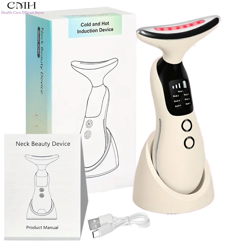 Advanced Neck and Face Rejuvenation Device with 7 Modes, 3 Suction Levels, LED Therapy, and Microcurrent Technology for Anti-Wrinkle Treatment
